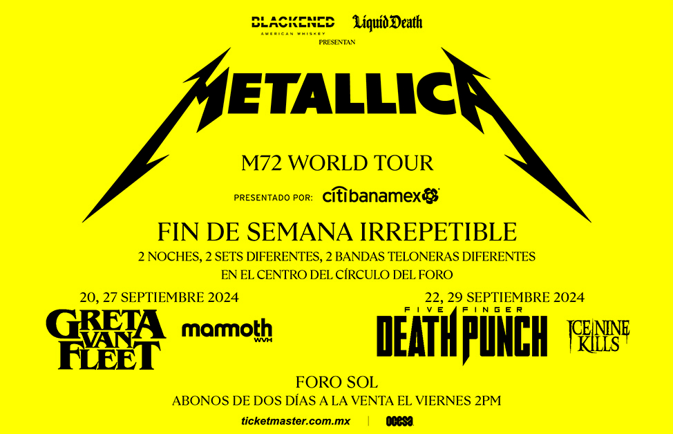 Metallica en México: Gira Mundial M72 – Cuatro Conciertos Inolvidables en&nbsp;2024
