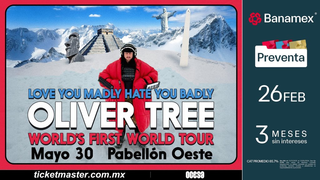 Imagen promocional del concierto de Oliver Tree el 30 de mayo en el Pabellón Oeste.